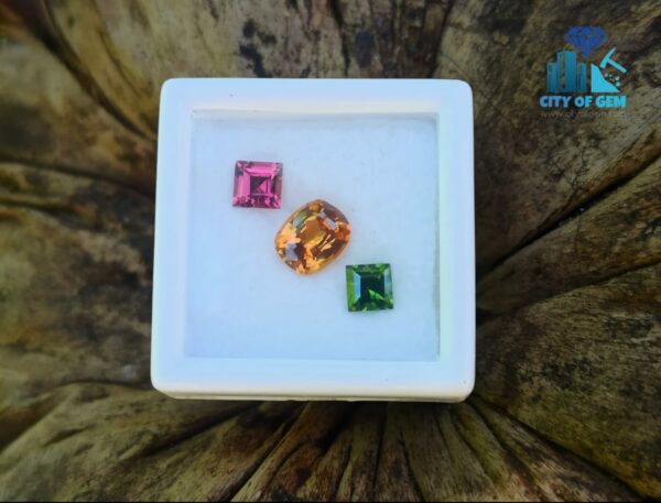 Natural Orange Zircon, Green Zircon & Rhdolite Garnet Gemstones For Jewelry Design
