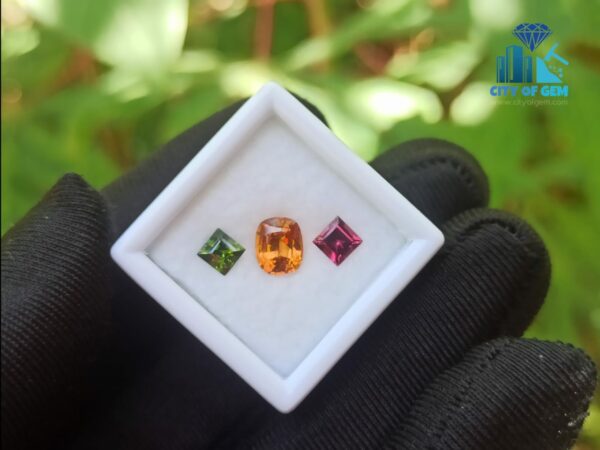 Natural Orange Zircon, Green Zircon & Rhdolite Garnet Gemstones For Jewelry Design