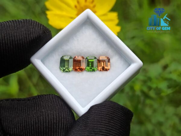 Natural Green Zircon & Orange Zircon Gemstones For Jewelry Design