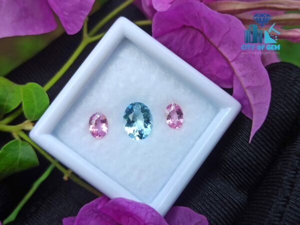 Natural Aquamarine & Pink Sapphire Gemstones For Jewelry Design