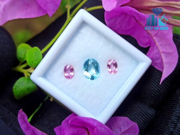Natural Aquamarine & Pink Sapphire Gemstones For Jewelry Design