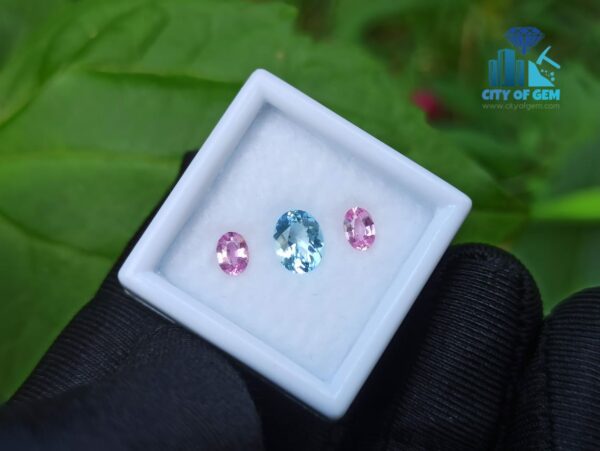 Natural Aquamarine & Pink Sapphire Gemstones For Jewelry Design