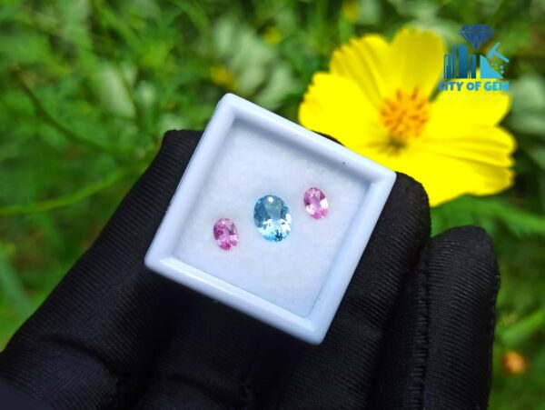 Natural Aquamarine & Pink Sapphire Gemstones For Jewelry Design