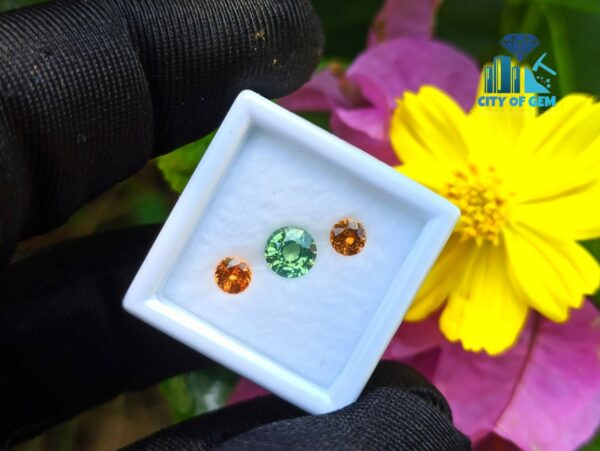 Natural Green & Orange Zircon Gemstones For Jewelry Design