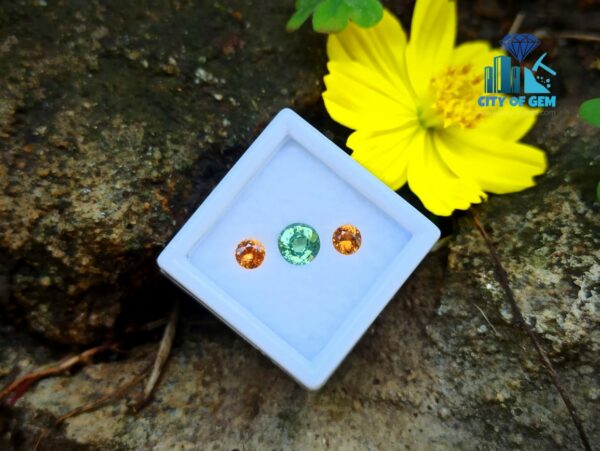 Natural Green & Orange Zircon Gemstones For Jewelry Design
