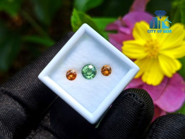 Natural Green & Orange Zircon Gemstones For Jewelry Design