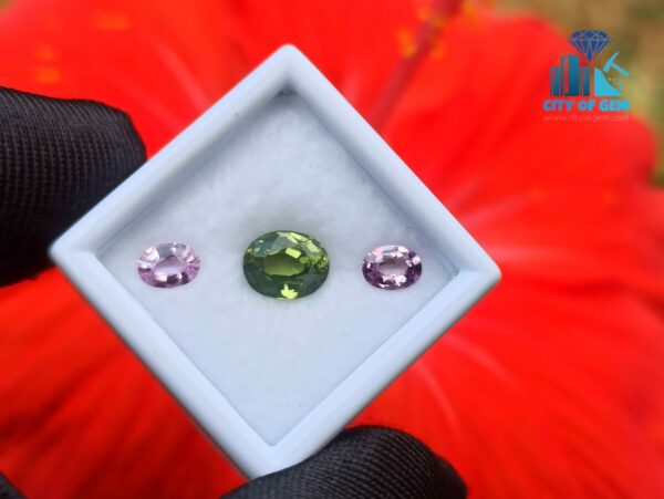 Ceylon Natural Green Zircon & Pink Sapphires Gemstones For Jewelry Design