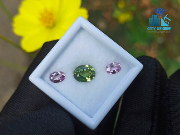 Ceylon Natural Green Zircon & Pink Sapphires Gemstones For Jewelry Design