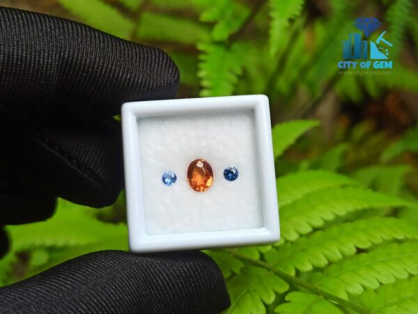 Natural Orange Zircon & Blue Sapphire Round Gemstones For Jewelry Design