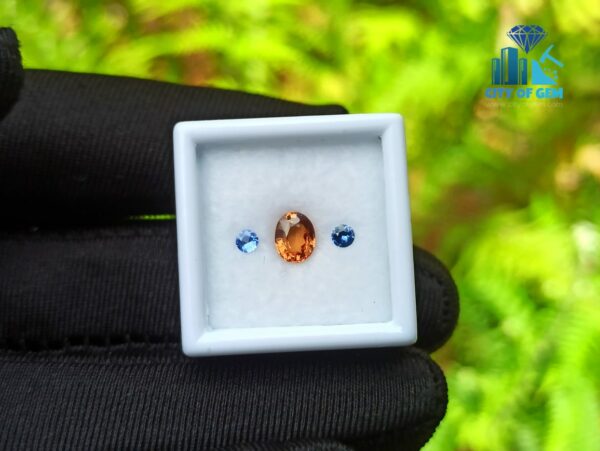 Natural Orange Zircon & Blue Sapphire Round Gemstones For Jewelry Design