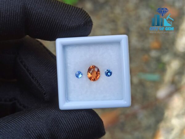 Natural Orange Zircon & Blue Sapphire Round Gemstones For Jewelry Design