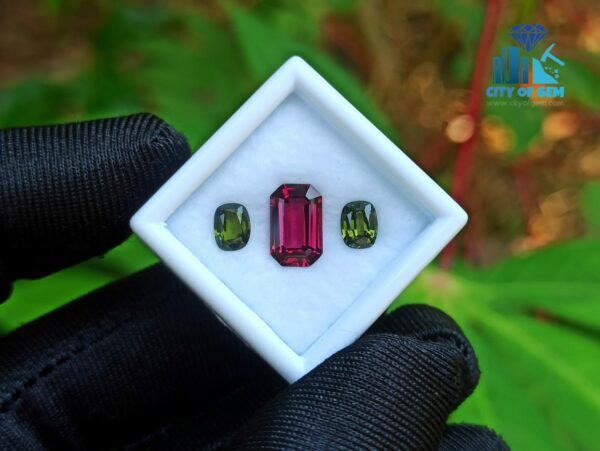 Ceylon Natural Rhdolite Garnet & Green Zircon Gemstones For Jewelry Design