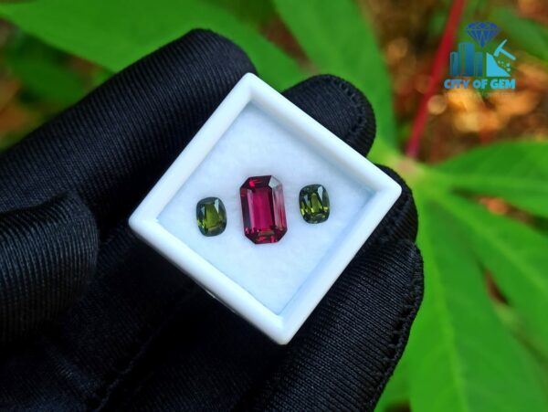 Ceylon Natural Rhdolite Garnet & Green Zircon Gemstones For Jewelry Design