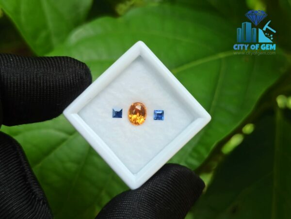 Natural Spessartite Garnet & Ceylon Blue Sapphire Gemstones For Jewelry Design