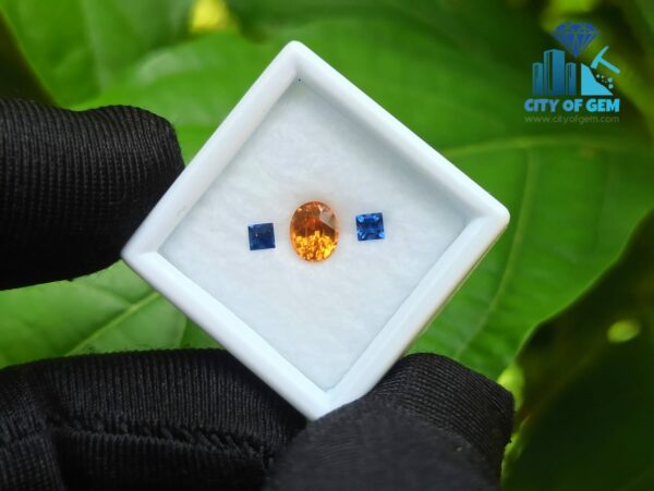 Natural Spessartite Garnet & Ceylon Blue Sapphire Gemstones For Jewelry Design