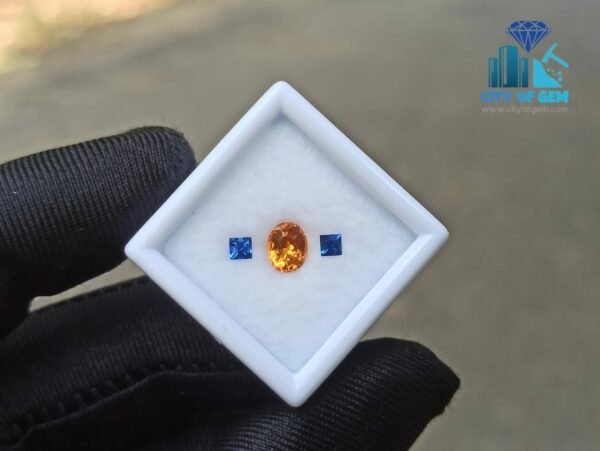 Natural Spessartite Garnet & Ceylon Blue Sapphire Gemstones For Jewelry Design