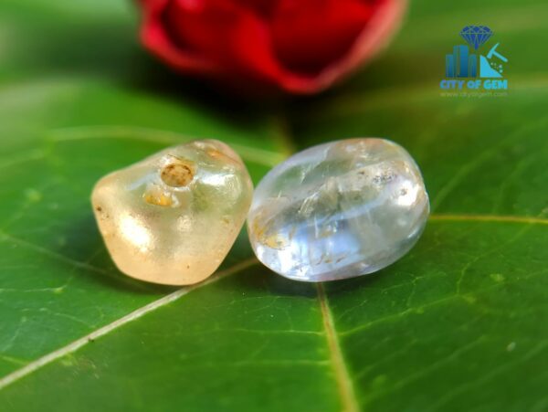 Ancient Natural White & Light Blue Sapphire Mukkaru Beads