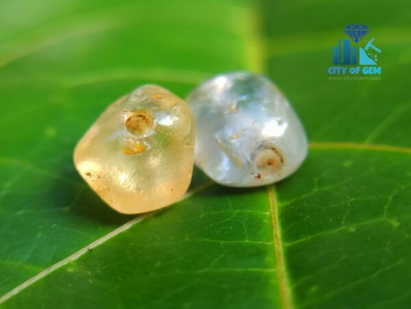 Ancient Natural White & Light Blue Sapphire Mukkaru Beads