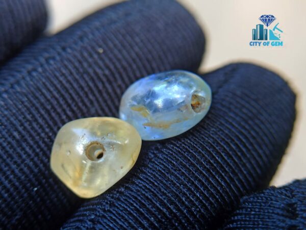 Ancient Natural White & Light Blue Sapphire Mukkaru Beads