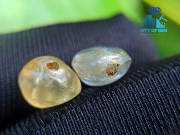 Ancient Natural White & Light Blue Sapphire Mukkaru Beads