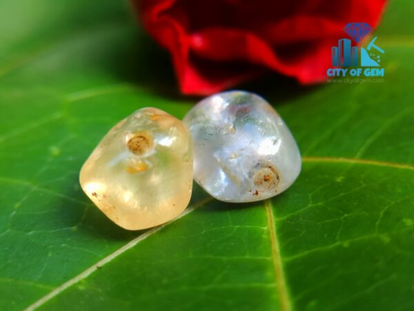 Ancient Natural White & Light Blue Sapphire Mukkaru Beads