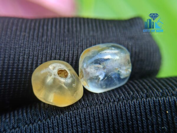 Ancient Natural White & Light Blue Sapphire Mukkaru Beads