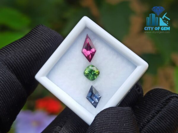 Natural Green Zircon, Gray Spinel & Rhodolite Garnet Gemstones For Jewelry Design