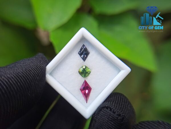 Natural Green Zircon, Gray Spinel & Rhodolite Garnet Gemstones For Jewelry Design