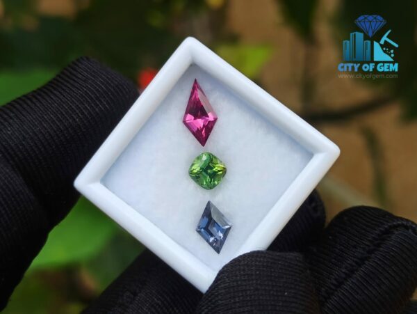 Natural Green Zircon, Gray Spinel & Rhodolite Garnet Gemstones For Jewelry Design
