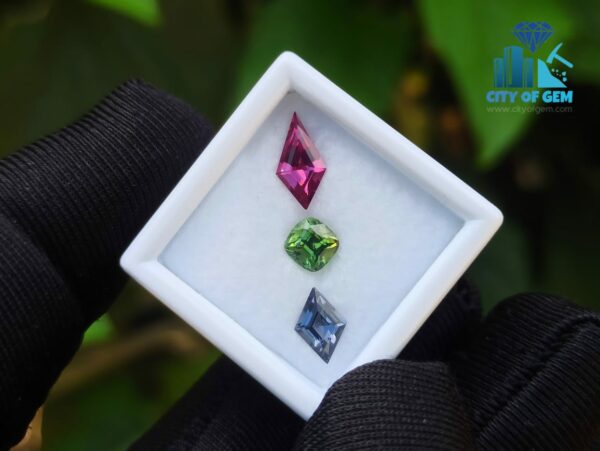 Natural Green Zircon, Gray Spinel & Rhodolite Garnet Gemstones For Jewelry Design