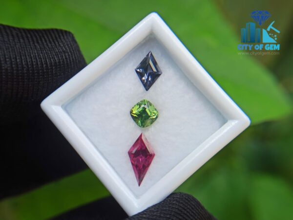 Natural Green Zircon, Gray Spinel & Rhodolite Garnet Gemstones For Jewelry Design