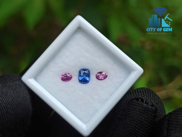 Natural Blue Sapphire & Pink Sapphire Pair Gemstones for Jewelry Design