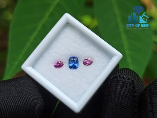 Natural Blue Sapphire & Pink Sapphire Pair Gemstones for Jewelry Design