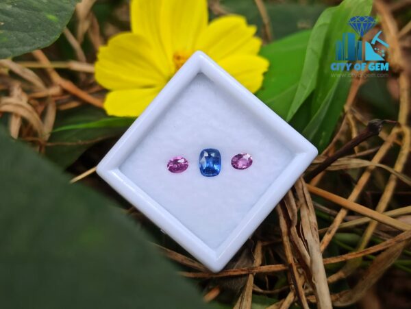 Natural Blue Sapphire & Pink Sapphire Pair Gemstones for Jewelry Design