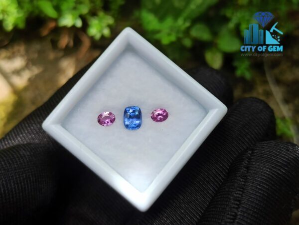 Natural Blue Sapphire & Pink Sapphire Pair Gemstones for Jewelry Design