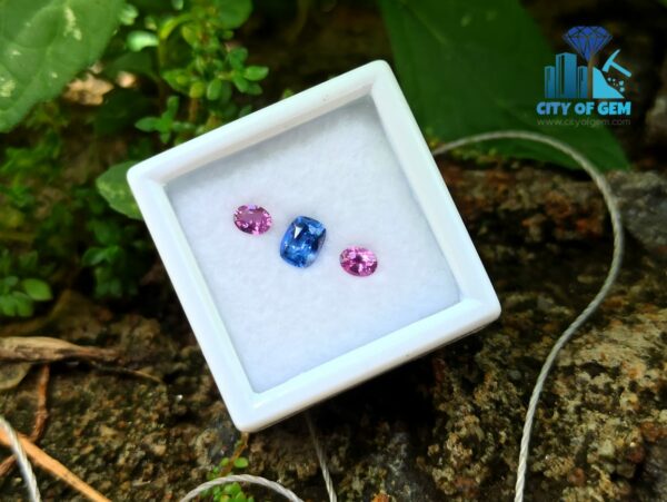 Natural Blue Sapphire & Pink Sapphire Pair Gemstones for Jewelry Design