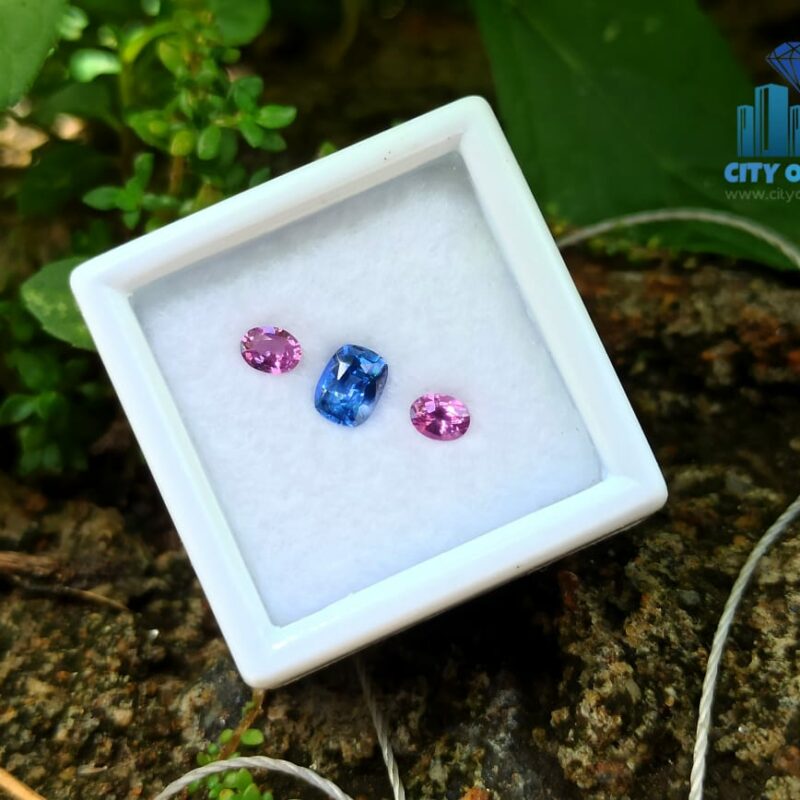 Natural Blue Sapphire & Pink Sapphire Pair Gemstones for Jewelry Design