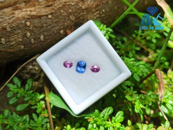 Natural Blue Sapphire & Pink Sapphire Pair Gemstones for Jewelry Design