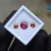 Natural Pink Rhodolite Garnet With Round Orange Zircon And Spessartite Gemstones For Jewelry