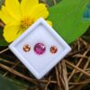 Natural Pink Rhodolite Garnet With Round Orange Zircon And Spessartite Gemstones For Jewelry