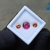 Natural Pink Rhodolite Garnet With Round Orange Zircon And Spessartite Gemstones For Jewelry