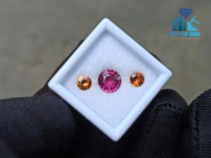 Natural Pink Rhodolite Garnet With Round Orange Zircon And Spessartite Gemstones For Jewelry