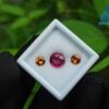 Natural Pink Rhodolite Garnet With Round Orange Zircon And Spessartite Gemstones For Jewelry