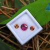 Natural Pink Rhodolite Garnet With Round Orange Zircon And Spessartite Gemstones For Jewelry