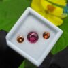 Natural Pink Rhodolite Garnet With Round Orange Zircon And Spessartite Gemstones For Jewelry