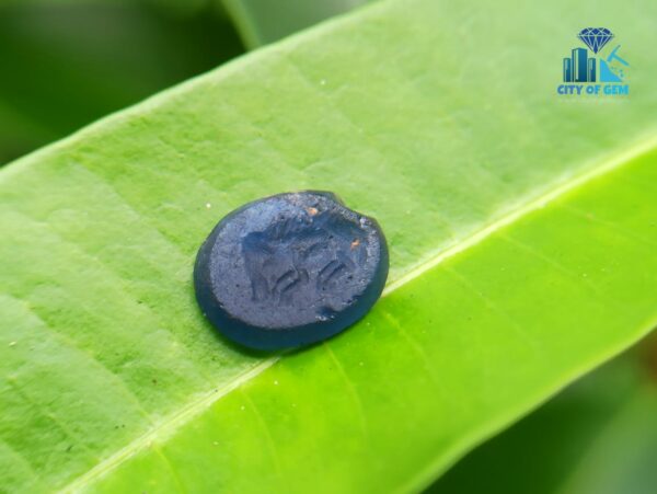 Natural Carved Blue Glass from Galpaya ancient mukakru Deposit