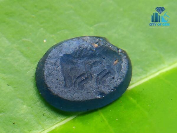 Natural Carved Blue Glass from Galpaya ancient mukakru Deposit