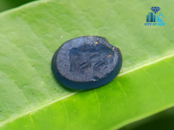 Natural Carved Blue Glass from Galpaya ancient mukakru Deposit