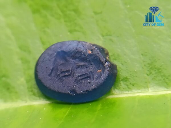 Natural Carved Blue Glass from Galpaya ancient mukakru Deposit