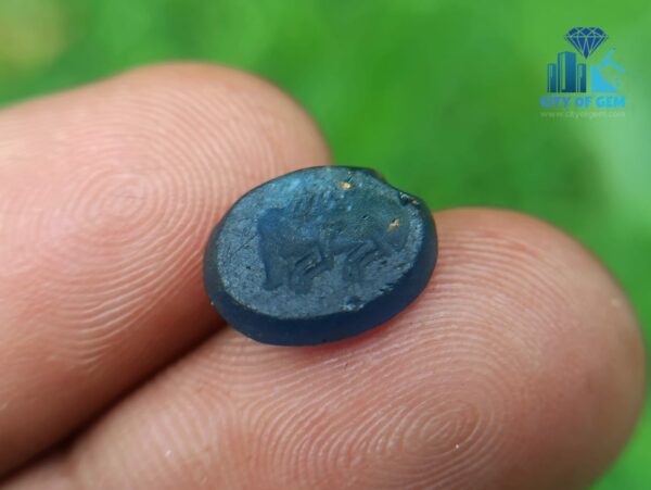 Natural Carved Blue Glass from Galpaya ancient mukakru Deposit